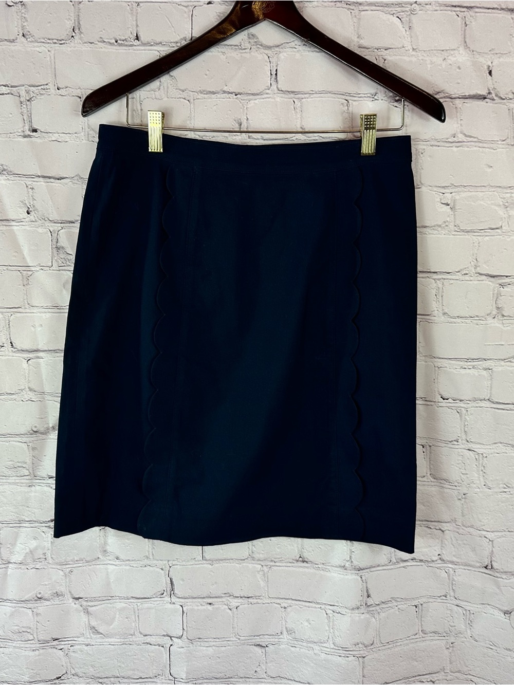 J. McLaughlin Navy Scalloped Mini Skirt